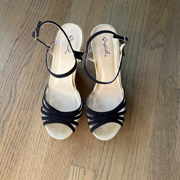 New never worn Qupid faux cork Platform Wedge Sandal Heels 9 - Picture 8 of 8